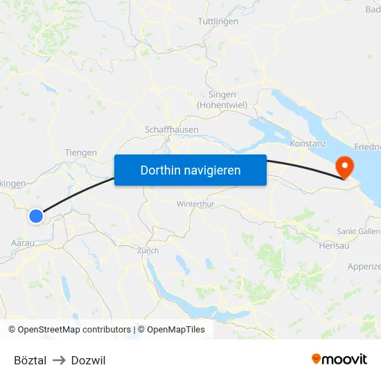 Böztal to Dozwil map