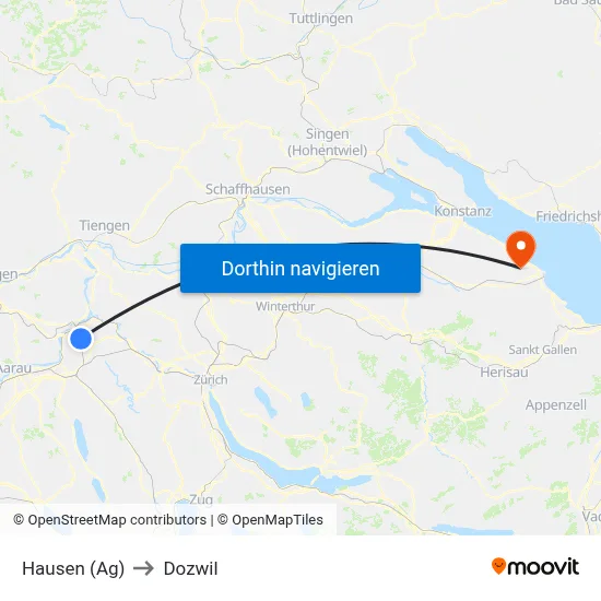 Hausen (Ag) to Dozwil map