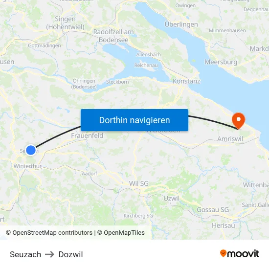 Seuzach to Dozwil map