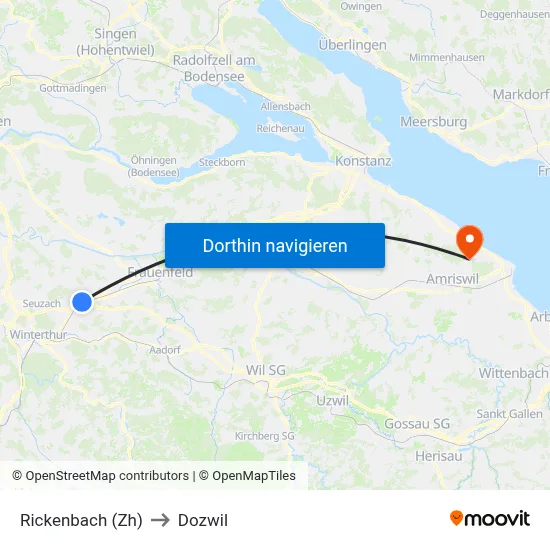 Rickenbach (Zh) to Dozwil map