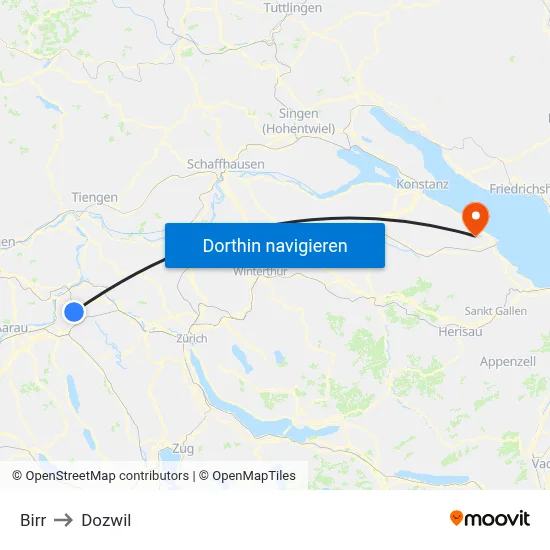 Birr to Dozwil map