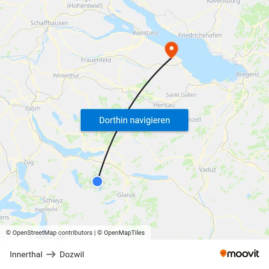 Innerthal to Dozwil map