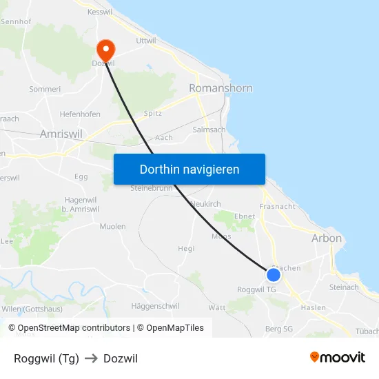 Roggwil (Tg) to Dozwil map