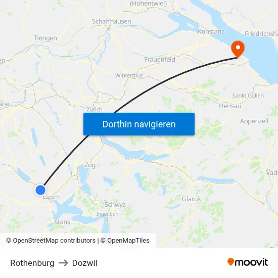Rothenburg to Dozwil map