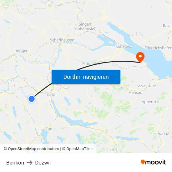 Berikon to Dozwil map