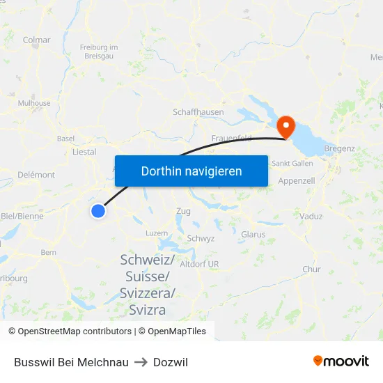 Busswil Bei Melchnau to Dozwil map