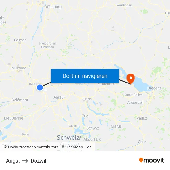 Augst to Dozwil map