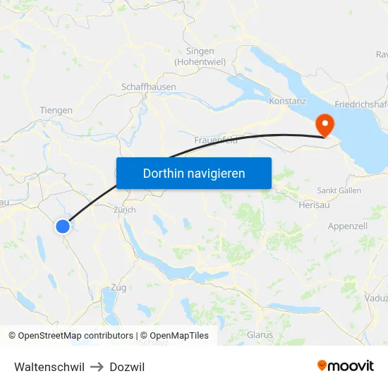 Waltenschwil to Dozwil map