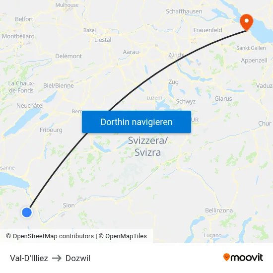Val-D'Illiez to Dozwil map