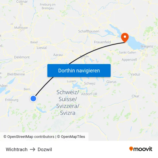 Wichtrach to Dozwil map