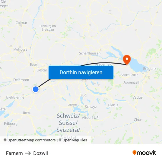 Farnern to Dozwil map