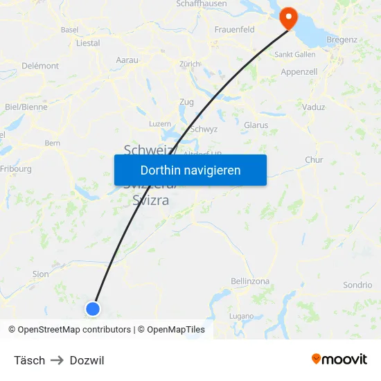 Täsch to Dozwil map