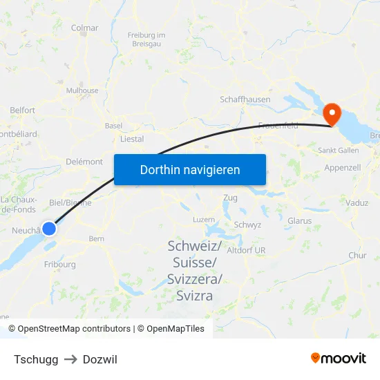 Tschugg to Dozwil map