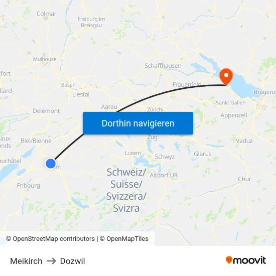 Meikirch to Dozwil map