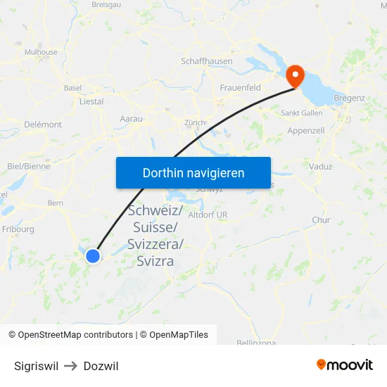 Sigriswil to Dozwil map