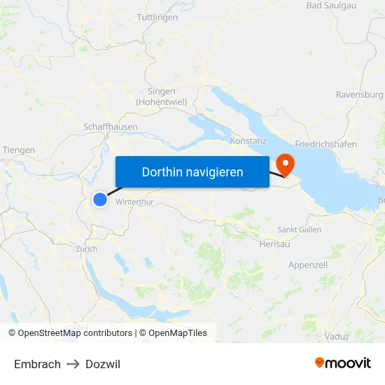 Embrach to Dozwil map