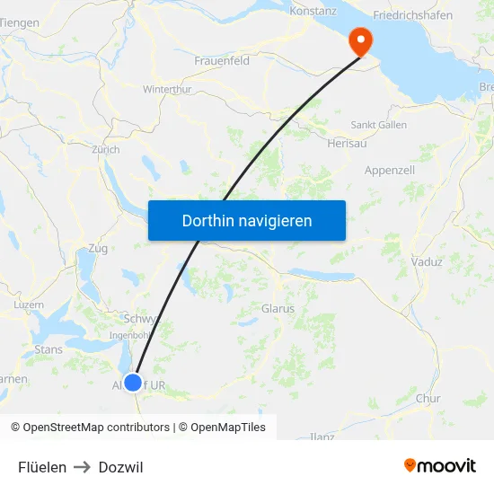 Flüelen to Dozwil map