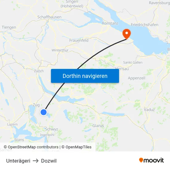 Unterägeri to Dozwil map
