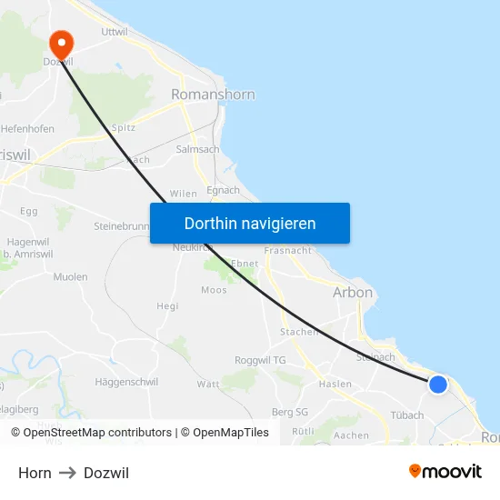 Horn to Dozwil map