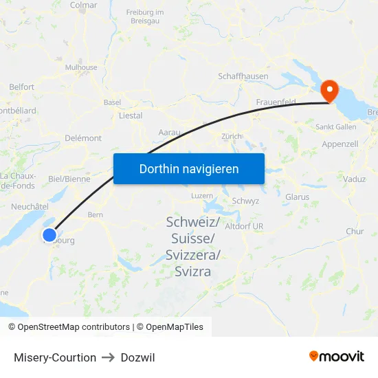Misery-Courtion to Dozwil map
