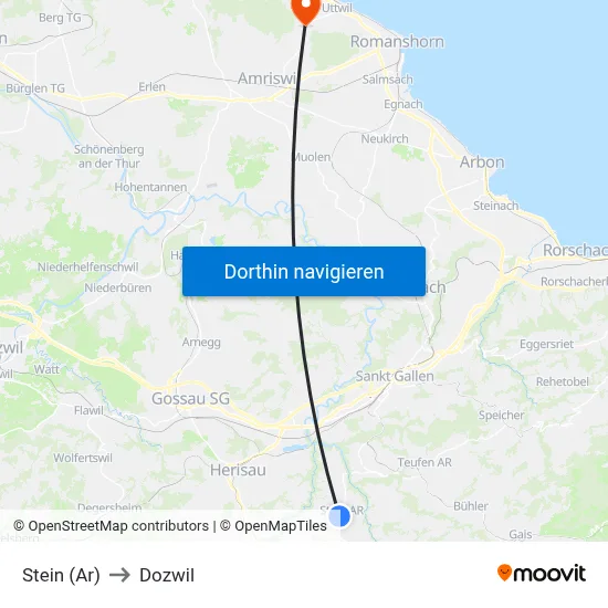 Stein (Ar) to Dozwil map