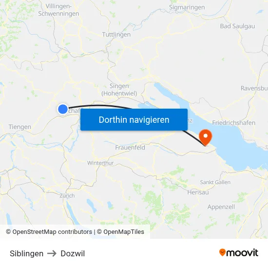Siblingen to Dozwil map