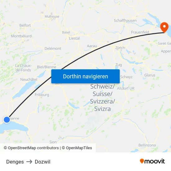 Denges to Dozwil map