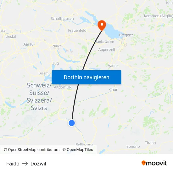 Faido to Dozwil map