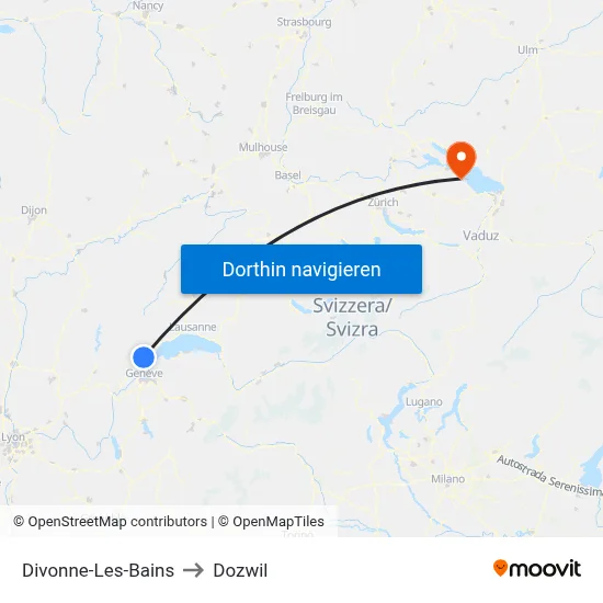 Divonne-Les-Bains to Dozwil map