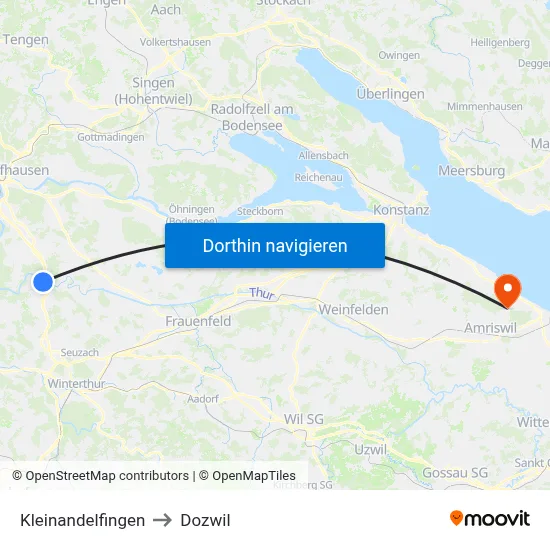 Kleinandelfingen to Dozwil map