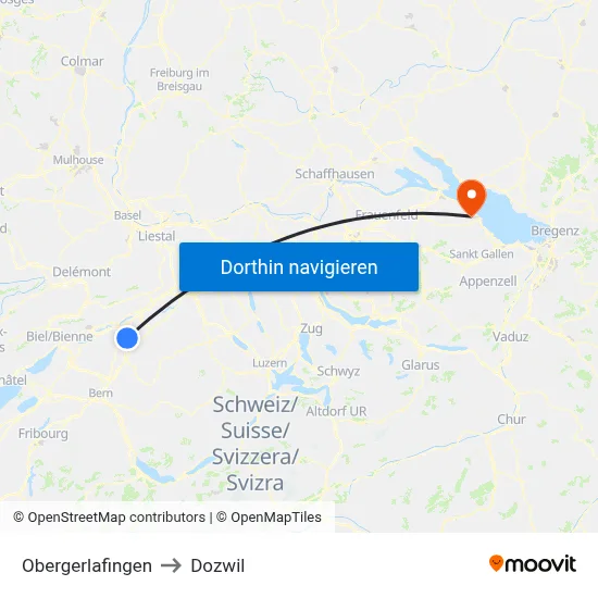 Obergerlafingen to Dozwil map