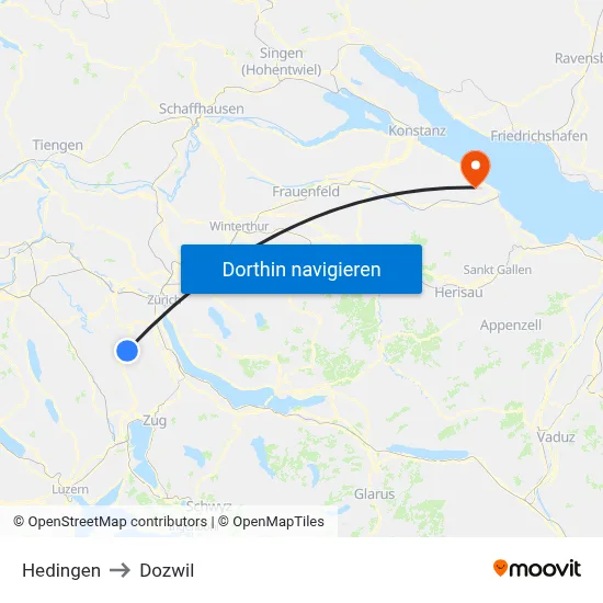 Hedingen to Dozwil map