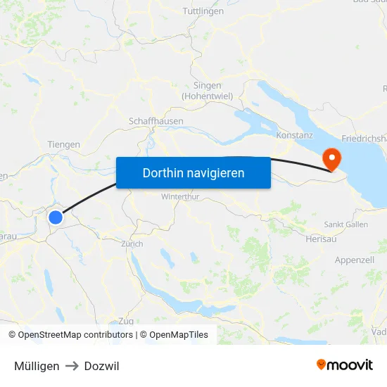 Mülligen to Dozwil map