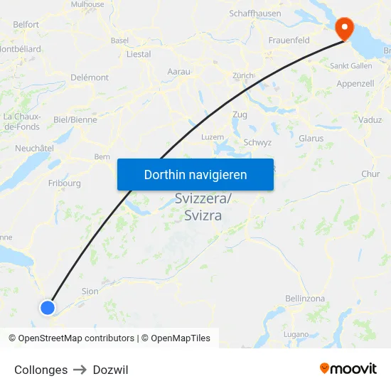 Collonges to Dozwil map
