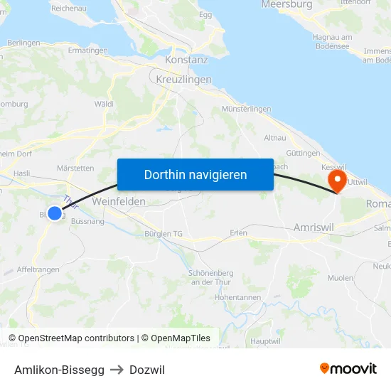 Amlikon-Bissegg to Dozwil map