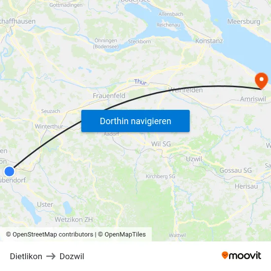 Dietlikon to Dozwil map