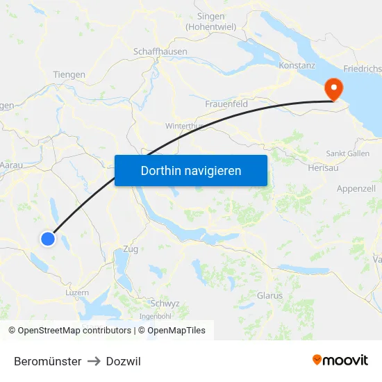 Beromünster to Dozwil map