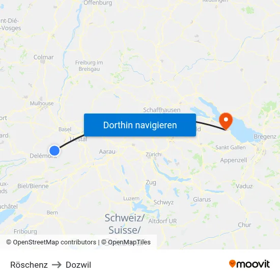 Röschenz to Dozwil map