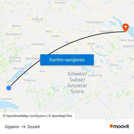 Oppens to Dozwil map