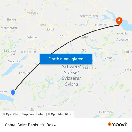 Châtel-Saint-Denis to Dozwil map