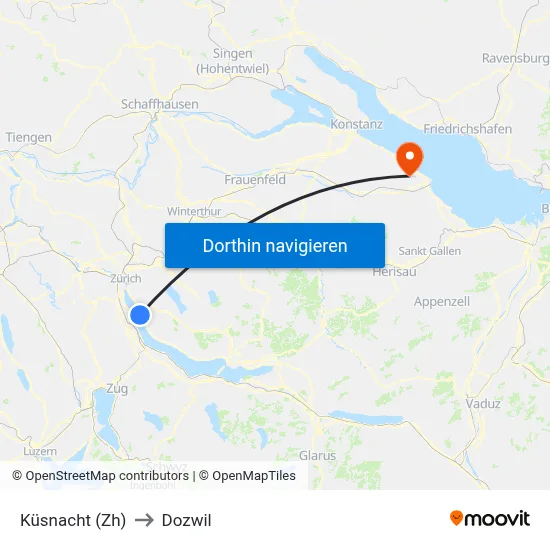 Küsnacht (Zh) to Dozwil map