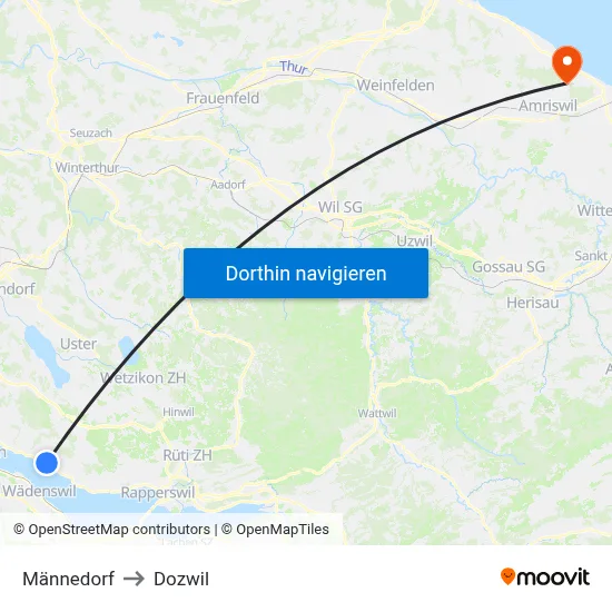 Männedorf to Dozwil map