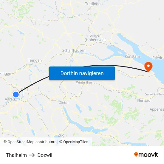 Thalheim to Dozwil map