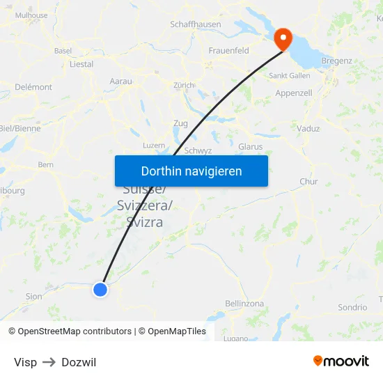 Visp to Dozwil map
