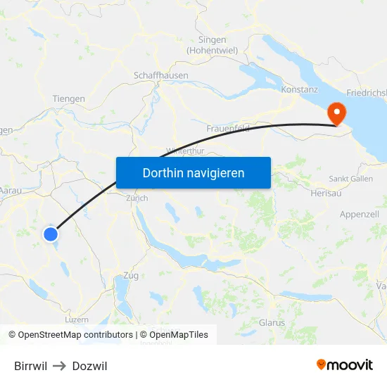 Birrwil to Dozwil map