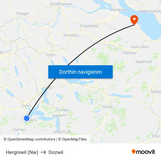 Hergiswil (Nw) to Dozwil map