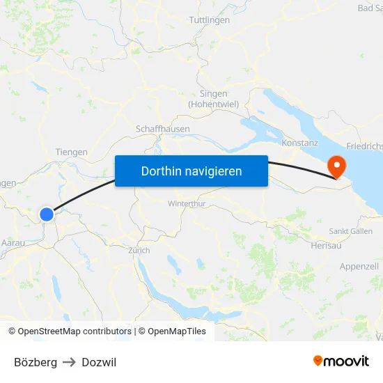 Bözberg to Dozwil map