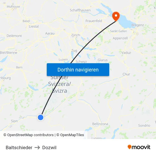 Baltschieder to Dozwil map