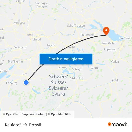 Kaufdorf to Dozwil map