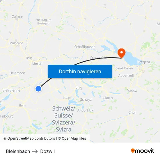 Bleienbach to Dozwil map